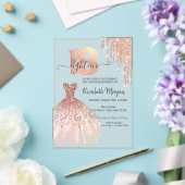 Rose Gold Tropfen Dress Silver 18. Geburtstag Acryleinladungen (In Situ (Hochzeit))