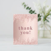 Rose Gold Tropfen Geburtstag Danke Karte (Stehend Vorderseite)