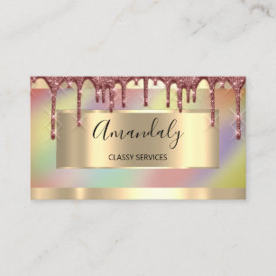 Rose Gold Tropfen Gerahmter Holograph Visitenkarte