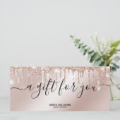 Rose Gold Tropfen Geschenkgutschein Geschenkkarte (Stehend Vorderseite)