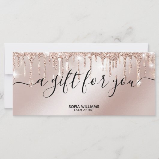 Rose Gold Tropfen Geschenkgutschein Geschenkkarte (Vorderseite)