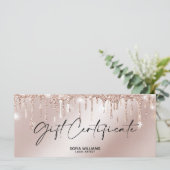 Rose Gold Tropfen Geschenkgutschein Geschenkkarte (Stehend Vorderseite)