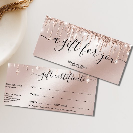 Rose Gold Tropfen Geschenkgutschein Geschenkkarte