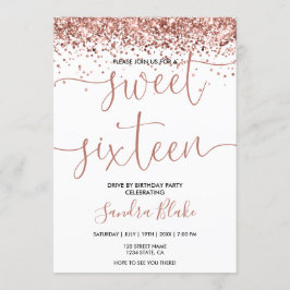 Rose Gold Tropfen Girly Modern Drive by Sweet 16 Einladung