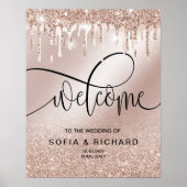 Rose Gold Tropfen Glittering Kalligrafie Poster (Vorne)