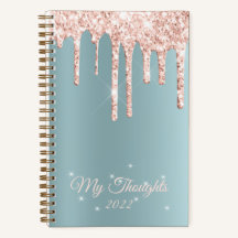 Rose Gold Tropfen Glitzer Aquamarines Tagebuch