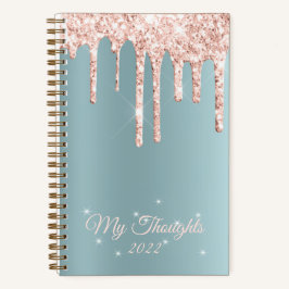Rose Gold Tropfen Glitzer Aquamarines Tagebuch Notizblock