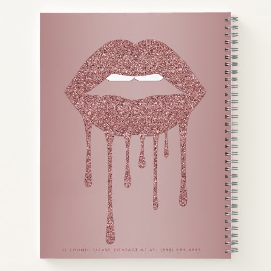 Rose Gold Tropfen Glitzer Lippen Sie auf Besichtig Notizblock (Rückseite)