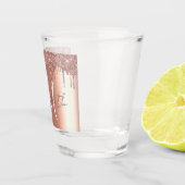 Rose Gold Tropfen Glitzer sehen Monogram Schnapsglas (Rechts)