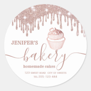 Rose Gold Tropfen Hausgemachte Kuchen und Süßigkei Runder Aufkleber