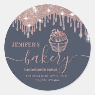 Rose Gold Tropfen Hausgemachte Kuchen und Süßigkei Runder Aufkleber