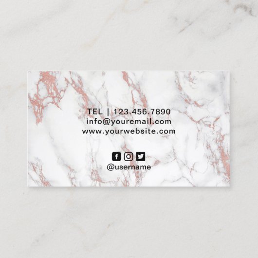 Rose Gold Tropfen Lippen Weißer Marmor Makeup Küns Visitenkarte (Rückseite)