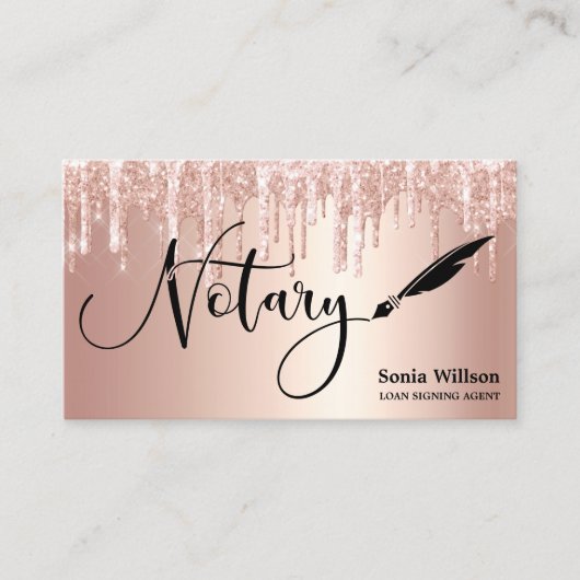 Rose Gold Tropfen Modernes Notar-Darlehen Unterzei Visitenkarte (Vorderseite)