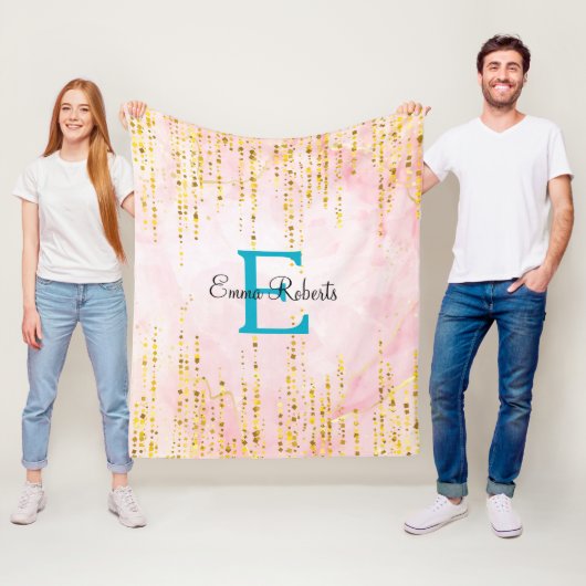 Rose Gold Tropfen Monogram Blanket Fleecedecke (Beispiel)