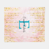 Rose Gold Tropfen Monogram Blanket Fleecedecke (Vorderseite (Horizontal))