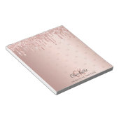 Rose Gold Tropfen Monogramm Initialen Name Notizblock (angewinkelt)