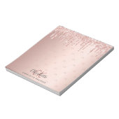 Rose Gold Tropfen Monogramm Initialen Name Notizblock (Rotiert)