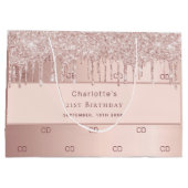 Rose Gold Tropfen Monogramm Muster Große Geschenktüte (Rückseite)