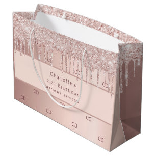 Rose Gold Tropfen Monogramm Muster Große Geschenktüte