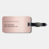 Rose Gold Tropfen Monogramm Name Gepäckanhänger (Rückseite horizontal)