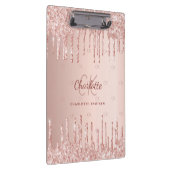 Rose Gold Tropfen Monogramm-Skript Klemmbrett (Rechts)