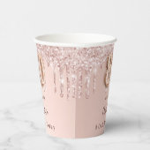Rose Gold Tropfen Monogramm zum 80. Geburtstag Pappbecher (Rechts)