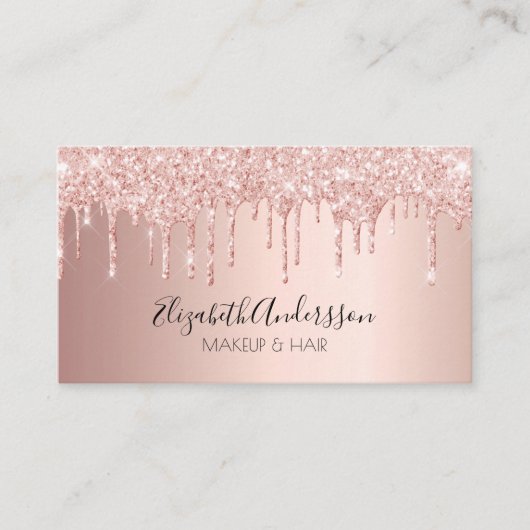 Rose Gold Tropfen QR-Code-Skript Visitenkarte (Vorderseite)