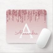 Rose Gold Tropfen Rosa Glitzer Monogram Mousepad (Mit Mouse)
