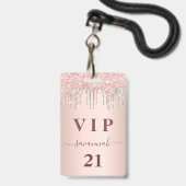 Rose Gold Tropfen Rosa Silber Vip Ausweis (Vorderseite mit Lanyard)