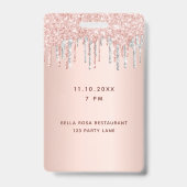 Rose Gold Tropfen Rosa Silber Vip Ausweis (Rückseite)