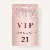 Rose Gold Tropfen Rosa Silber Vip Ausweis (Vorderseite)