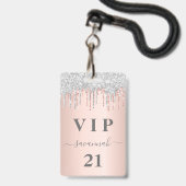 Rose Gold Tropfen Rosa Silber Vip Ausweis (Vorderseite mit Lanyard)