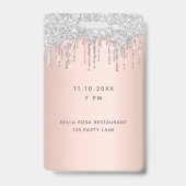 Rose Gold Tropfen Rosa Silber Vip Ausweis (Rückseite)