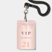 Rose Gold Tropfen Rosa Vip Ausweis (Vorderseite mit Lanyard)