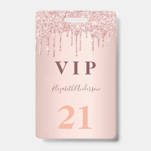 Rose Gold Tropfen Rosa Vip Ausweis (Vorderseite)