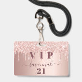 Rose Gold Tropfen Rosa Vip Ausweis (Vorderseite mit Lanyard)