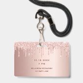 Rose Gold Tropfen Rosa Vip Ausweis (Rückseite mit Lanyard)