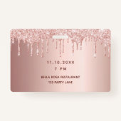 Rose Gold Tropfen Rosa Vip Ausweis (Rückseite)