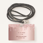 Rose Gold Tropfen Rosa Vip Ausweis (Rückseite mit Schlüsselband)