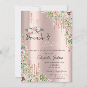 Rose Gold Tropfen Rose Brunch & Bubbly Einladung