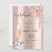 Rose Gold Tropfen Rose Junggeselinnen-Abschied Einladung (Vorderseite)