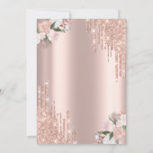 Rose Gold Tropfen Rose Junggeselinnen-Abschied Einladung (Rückseite)