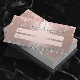Rose Gold Tropfen Silver Glitzer Salon Ernennung Terminkarte