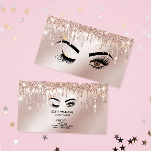 Rose Gold Tropfen Sparkle Lashes Visitenkarte