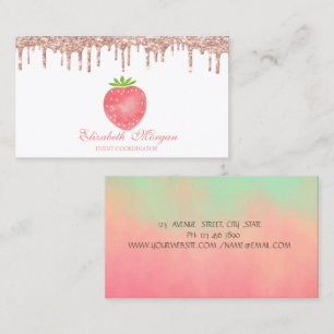 Rose Gold Tropfen Strawberry Business Card Visitenkarte