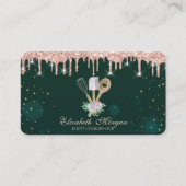 Rose Gold Tropfen Strawberry Green Business Card Visitenkarte (Vorderseite)