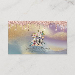 Rose Gold Tropfen Tortenmischer Blumen Holografisc Visitenkarte