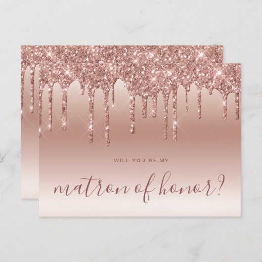 Rose Gold Tropfen werden Sie mein Ehrengast sein Einladungspostkarte (Vorne/Hinten)