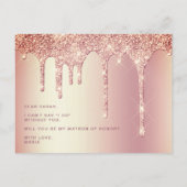 Rose Gold Tropfen werden Sie mein Ehrengast sein Einladungspostkarte (Rückseite)