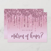 Rose Gold Tropfen werden Sie mein Ehrengast sein Einladungspostkarte (Vorne/Hinten)